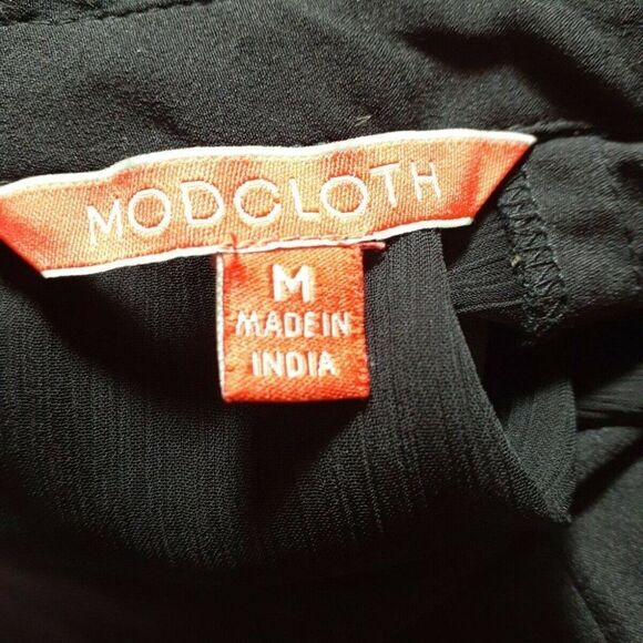 Modcloth Blouse Black Sheer Embellished  Medium‎ - Picture 6 of 7